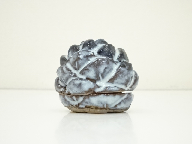 T804 香合 『萩松笠 香合』『納富鳥雲 作』 共箱 茶道具 T804 香合